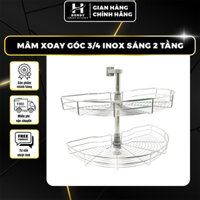 Kệ Bếp Tổng Kho Phụ Kiện Hundy - Mâm Xoay Góc 3/4 Inox Sáng Bóng 2 Tầng Bền Bỉ Tiện Lợi Tải Trọng 25Kg