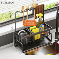 Kệ bếp YUELMAN, bồn rửa gia dụng, giỏ thoát nước, mặt bàn, miếng bọt biển đa chức năng, kệ đựng xà phòng bát đĩa