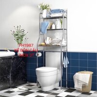 Kệ bồn cầu inox 3 tầng để đồ đa năng tiết kiệm không gian, kệ nhà vệ sinh nhà tắm sau máy giặt bồn cầu gọn gàng tiện lợi