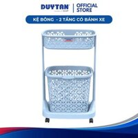 Kệ bông DUY TÂN nhựa PP, kệ 2 tầng có bánh xe, giỏ đựng vật dụng, quần áo tiện lợi