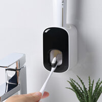 Kệ Cài Bàn Chải Đánh Răng Kèm Cốc - Giá Úp Cốc Dán Tường Có Thanh Treo Khăn Đa Năng - Kệ Để Đồ Nhà Tắm Tiện Lợi - Nhả kem đơn - Đen