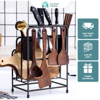 Kệ Cắm Dao Thớt Inox Kèm Ống Đũa, Kệ Để Đồ Nhà Bếp Inox Sơn Tĩnh Điện Không Gỉ 2163