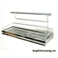 Kệ chén 1 tầng + 5 móc + Thanh treo inox 304 Higold 201016