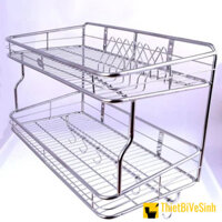 Kệ Chén 2 Tầng Inox 304 Kèm Thanh Móc Cao Cấp Navier NV-1125