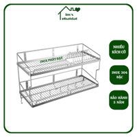 Kệ chén 2 tầng treo tường Inox 304 PHÁT ĐẠT (nhiều size), rổ úp chén dĩa, giá để chén bát (SP122)