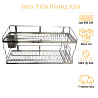 Kệ chén bát 2 tầng treo tường đa năng 100% Inox 304 Tiến Phong Kim (nhiều size) không hoen gỉ, giá để bát,đựng bát dĩa