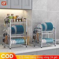 Kệ Chén Bát Đĩa INOX 304 56cm 2/3 Tầng Kệ đựng chén bát Inox 304 Kệ bát đĩa nhà bếp
