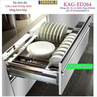 Kệ chén bát Euro âm tủ đa năng ray kéoinox hộp KAG-ED264-56.5cm, KAG-ED265-66.5cm, KAG-ED266-71.5cm, ED267-76.5cm, ED268