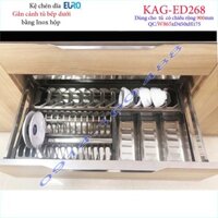 Kệ chén bát Euro  KAG-ED268-86.5cm âm tủ bếp, Kệ đa năng có ray kéo êm ái inox hộp cao cấp sang trọng cao cấp