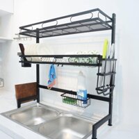 Kệ Chén Bát Thông Minh - Chạn Bát Đĩa Dài 125cm  Sơn Đen Tĩnh Điện Cao Cấp Cực Tiện Ích