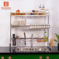 Kệ chén bát thông minh inox 304 1, 2 Tầng FOODCOM, giá đựng bát đĩa Inox, hàng chính hãng không han gỉ - HOME & MORE