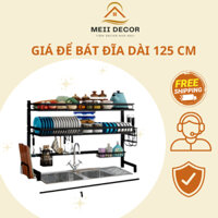 Kệ Chén Bát Thông Minh - Trạn Bát Đĩa Dài 125cm MEII DECOR Sơn Đen Tĩnh Điện Cao Cấp Cực Tiện Ích