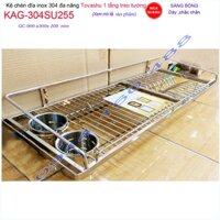 Kệ chén bát Tovashu KAG-304SU255-90cm, kệ chén dĩa có ống đũa máng dao thớt inox SUS304 Nhật cao cấp