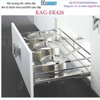 Kệ chén bát xoong nồi Euro âm tủ bếp inox 304, Kệ đa năng ray kéo tủ bếp dưới 60cm,-70cm-80cm-90cm, khuyến mãi phí lắp