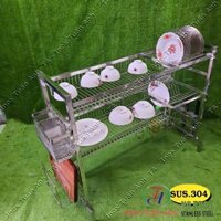Kệ chén đa năng inox 304 - Kệ úp chén bát đũa muỗng dao thớt trên bồn rửa 2 tầng inox 304