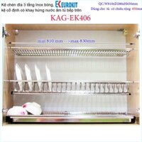 Kệ chén dĩa 3 tầng âm tủ chữ V KAG-EK406-85cm, kệ chén âm tủ Eurokit 85cm Inox bóng cao cấp