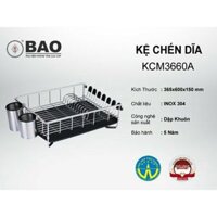 Kệ chén dĩa BAO Inox KCM 3660A kèm 2 hộp đựng muỗng đũa và mâm nhựa thoát nước