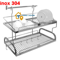 Kệ chén dĩa inox 304 KC08 loại 2 tầng Toro Home, kệ úp bát đĩa nhà bếp, Cam kết inox chuẩn 304