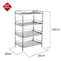 Kệ chén đứng 4 tầng inox 304 kích thước 60x40cm cao 120cm TBKC-064