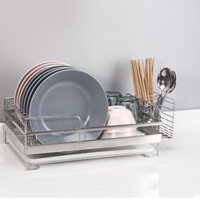 Kệ chén Inox 304 HOBBY KC kèm khay hứng nước và ống đũa - hàng cao cấp cho chung cư - không rỉ sét - 2 size tùy chọn - 39.5cm