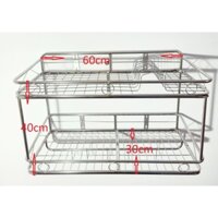 kệ chén inox treo tường , kệ úp chén inox 2 tầng, có đĩa ,có móc treo nồi.