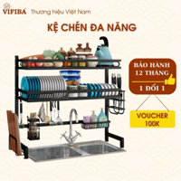 Kệ chén, kệ để chén bát thông minh, kệ úp chén bát 1 2 tầng cao cấp, kệ nhà bếp Homemall bằng thép carbon 5 lớp không gỉ
