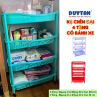 Kệ chén nhựa duy tân 4 Tầng ĐẠI - Có Bánh Xe