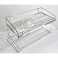Kệ chén treo 2 tầng inox đặc 304 (28x100x C40)