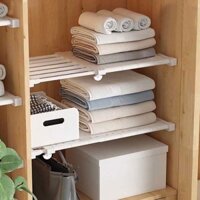 Kệ Chia Ngăn Tủ Quần Áo Thông Minh Không Cần Khoan Đục - Size 74-135cm x 42cm - Chịu Lực Tốt