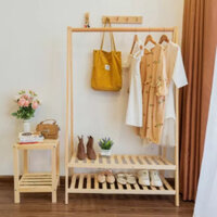 Kệ chữ A 2 tầng (giá treo quần áo) gỗ thông nhập khẩu
