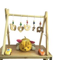 Kệ chữ A treo đồ chơi gỗ, kệ treo đồ chơi vận động điều chỉnh cao thấp gấp gọn an toàn cho Bé