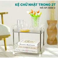 Kệ chữ nhật 3 tầng trong suốt để đồ đa năng, kệ 2 tầng khung inox cao cấp hokori