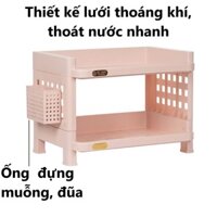 Kệ chữ nhật nhựa VIỆT NHẬT 5528 - 2 tầng, úp chén bát, muỗng đũa, gia vị nhà bếp