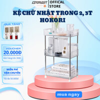 Kệ chữ nhật trong suốt thân inox Hokori , để đồ uống, decor bàn - Nhựa Việt Nhật
