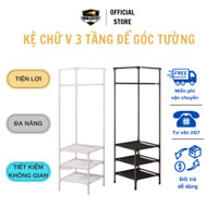 Kệ Chữ V 3 Tầng Để Đồ Góc Tường Khung Kim Loại Có Thể Tháo Rời, Tiết Kiệm Không Gian