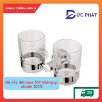 Kệ cốc đánh răng đôi inox 304 xịn không rỉ, giá để cốc đánh răng Rangos RG-PK103