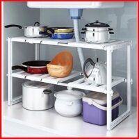 Kệ đa năng 2 tầng có thể co giãn dùng cho nhà bếp, nhà tắm, phòng bếp