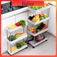 Kệ đa năng 4 tầng có bánh xe Kệ nhựa 3 tầng, 4 tầng để đồ phòng tắm nhà bếp Kệ lắp ghép dựng mỹ phẩm, spa Babee