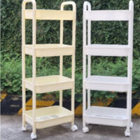 Kệ đa năng 4 tầng, kệ nhựa đựng đồ có bánh xe và khe thoát nước tiện dụng Nubie [BabyUS]