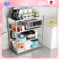 Kệ Đa Năng Để Lò Vi Sóng INOX Trắng Cao Cấp Chống Han Gỉ Kệ Để Đồ Nặng Siêu Gọn Cho Nhà Bếp VANDO - Dài 100cm - 4 tầng