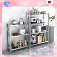 Kệ Đa Năng Để Lò Vi Sóng INOX Trắng Cao Cấp Chống Han Gỉ Kệ Để Đồ Nặng Siêu Gọn Cho Nhà Bếp VANDO - Dài 100cm - Cao 3 tầng