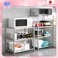 Kệ Đa Năng Để Lò Vi Sóng INOX Trắng Cao Cấp Chống Han Gỉ Kệ Để Đồ Nặng Siêu Gọn Cho Nhà Bếp VANDO - Dài 40cm - Cao 3 tầng