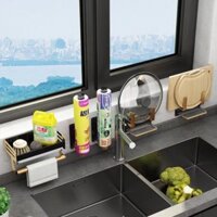 Kệ dán tường đa năng nhà bếp , phòng tắm để đồ rửa chén bát, kèm giá treo khăn , dầu gội sữa tắm rửa mặt