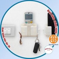 Kệ dán tường để điện thoại, điều khiển remote Việt Nhật 5689, Khay đựng điện thoại khi sạc có móc treo -Buôn rẻ 01600