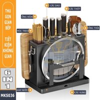 Kệ Dao Thớt Inox Kệ Cắm Đũa Thìa Dao Kéo Úp Vung Nồi Inox 304 Kệ Cài Dao Dán Tường Cao Cấp MKS036