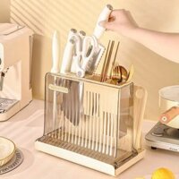 Kệ dao thớt kèm ống đũa thìa trong suốt đặt bàn