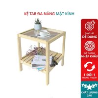 Kệ Đầu Giường Khung Gỗ Mặt Kính 2 Tầng