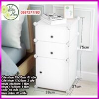 KỆ ĐẦU GIƯỜNG NHỰA LẮP GHÉP ĐA NĂNG 3 Ô SÂU 37CM (đa dạng màu sắc, hình trạng lựa chọn) (Kiều Hoa Store)