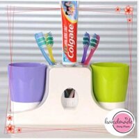 Kệ để bàn chải  và nhả  kem đánh răng tự động kèm 2 cốc