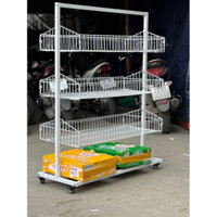 Kệ để bánh mỳ 3 tầng, Kệ để đồ ăn vặt, Kệ để bim bim,Giá kệ tạp hoá ( Cao 1m25 x Dài 90cm)